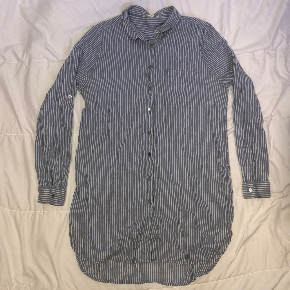 Blue and White Striped Flannel